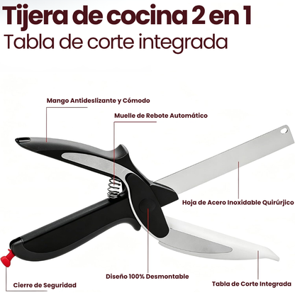 ✂️ SmartChef™ Tijeras 2 en 1 con Tabla Integrada