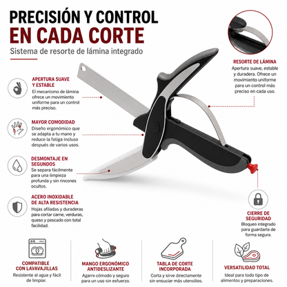 ✂️ SmartChef™ Tijeras 2 en 1 con Tabla Integrada